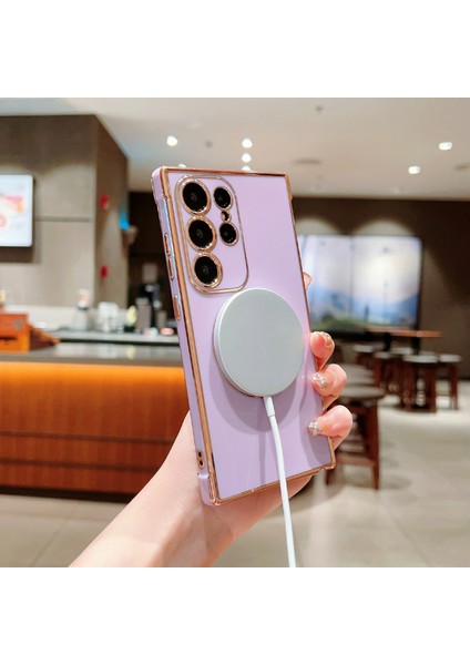 Samsung Galaxy S24 Ultra Kılıf Magsafe Elektro Kaplama Tpu Telefon Kapağı ile Uyumlu-Mavi (Yurt Dışından) fiyatları