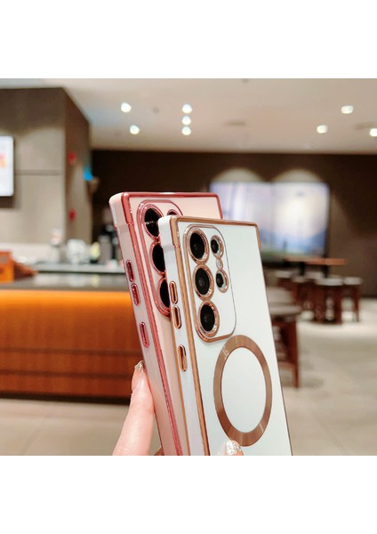 Samsung Galaxy S24 Ultra Kılıf Magsafe Elektro Kaplama Tpu Telefon Kapağı ile Uyumlu-Mavi (Yurt Dışından) fırsatları