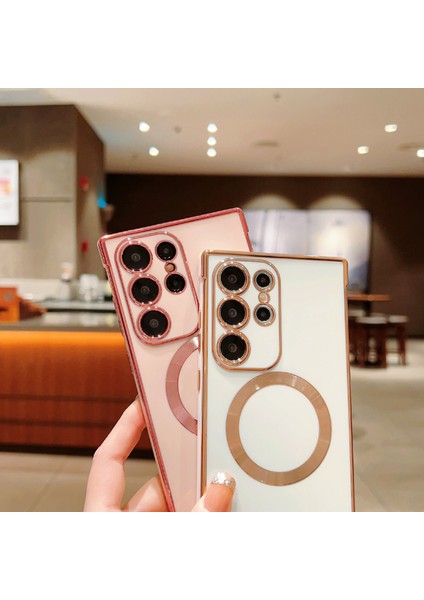Samsung Galaxy S24 Ultra Kılıf Magsafe Elektro Kaplama Tpu Telefon Kapağı ile Uyumlu-Gül Pembesi (Yurt Dışından) modelleri