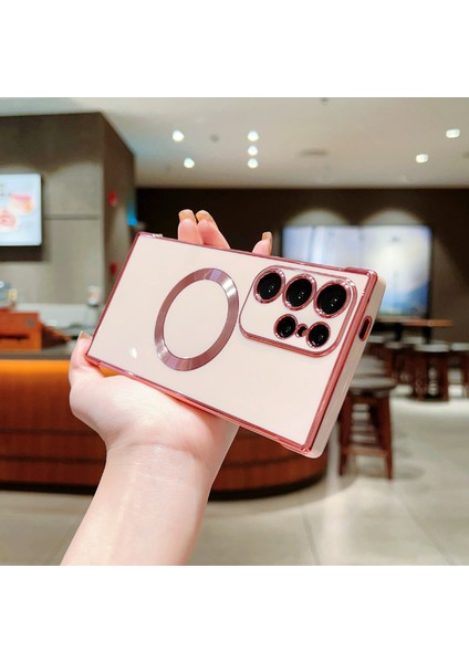 Samsung Galaxy S24 Ultra Kılıf Magsafe Elektro Kaplama Tpu Telefon Kapağı ile Uyumlu-Gül Pembesi (Yurt Dışından) indirimleri