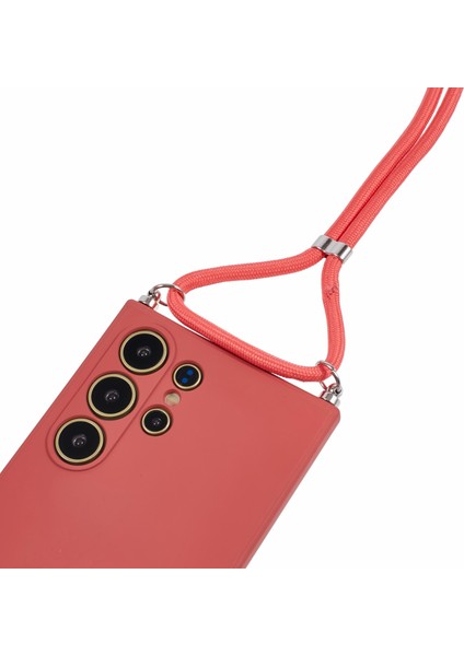 Samsung Galaxy S24 Ultra Crossbody Kılıf Için Esnek Tpu Fiber Astar Anti-Şok Telefon Kapağı-Alıç Kırmızı (Yurt Dışından) fırsatları