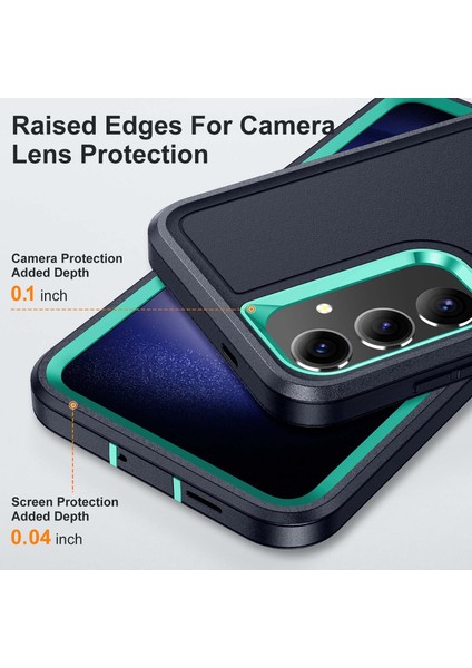 Samsung Galaxy S25+/S24+ Kılıf Kickstand Telefon Kılıfı Pc+Silikon+Eva 3'ü 1 Arada Tasarım-Koyu Mavi+Açık Mavi (Yurt Dışından) fırsatları
