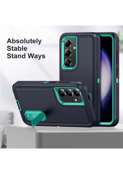Samsung Galaxy S25+/S24+ Kılıf Kickstand Telefon Kılıfı Pc+Silikon+Eva 3'ü 1 Arada Tasarım-Koyu Mavi+Açık Mavi (Yurt Dışından) indirimleri