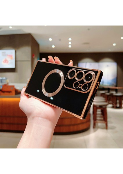 Samsung Galaxy S24 Ultra Kılıf Magsafe Elektro Kaplama Tpu Telefon Kapağı ile Uyumlu-Siyah (Yurt Dışından) indirimleri