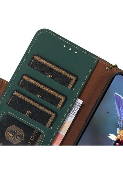 Samsung Galaxy A56 5g Cüzdan Kılıf Anti-Drop Hakiki Inek Deri Telefon Kapağı Rfıd Engelleme-Yeşil (Yurt Dışından)
