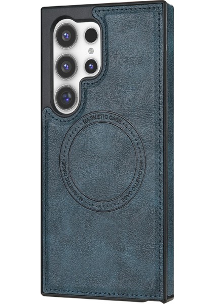 Samsung Galaxy S24 Ultra Kılıf Magsafe Pc+Tpu+Deri Arka Kapak-Mavi ile Uyumlu (Yurt Dışından) fiyatları