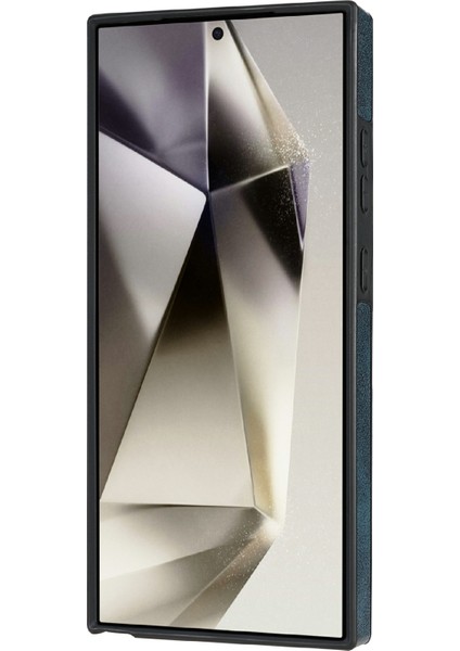 Samsung Galaxy S24 Ultra Kılıf Magsafe Pc+Tpu+Deri Arka Kapak-Mavi ile Uyumlu (Yurt Dışından) modelleri