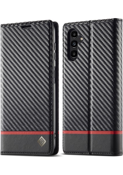 Lc.ımeeke Samsung Galaxy S25 Kılıf Karbon Fiber Doku Telefon Kapak Standı Kart Tutucu-Yatay Şerit (Yurt Dışından)