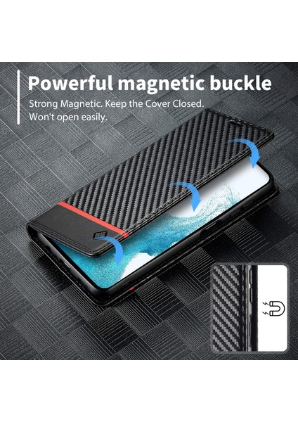 Lc.ımeeke Samsung Galaxy S25 Kılıf Karbon Fiber Doku Telefon Kapak Standı Kart Tutucu-Yatay Şerit (Yurt Dışından) modelleri