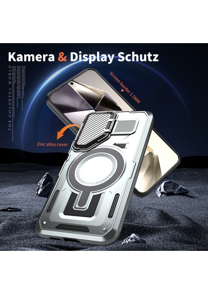 Samsung Galaxy S25+/S24+ Kılıf Için Magsafe Lens Kapağı ile Uyumlu Kickstand Pc+Tpu Arka Kapak-Gümüş (Yurt Dışından) indirimleri