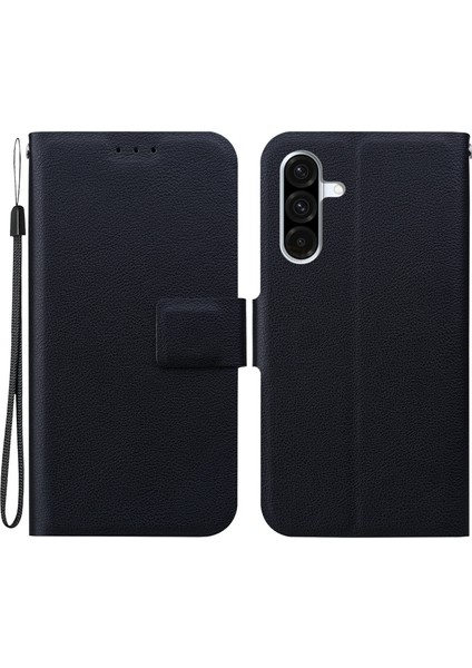 Samsung Galaxy A56 5G/A36 5g Kılıf Ultra Ince Pu Deri+Tpu Kart Yuvalı Telefon Kılıfı-Siyah (Yurt Dışından)
