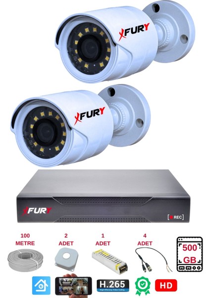 2 Li Gece Renkli Görüş Güvenlik Kamerası Full Hd-Su Geçirmez Güvenlik Kamerası Seti 500GB fiyatları