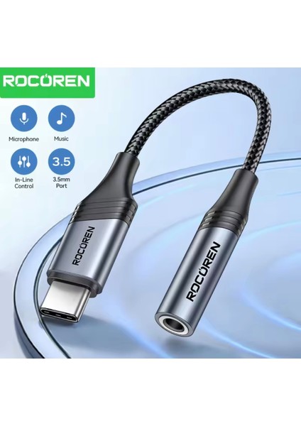 Type-C To 3.5mm Jack Aux Dac Çip+Hi-Fi Ses + Ce Lisanslı Kulaklık Çevirici Dönüştürücü Hasır Örgülü Sağlam Orjinal