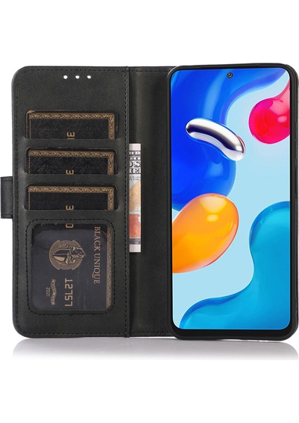 Samsung Galaxy A56 5g Kılıf Sığır Derisi Dokulu Deri Cüzdan Telefon Kılıfı Standlı-Siyah (Yurt Dışından)
