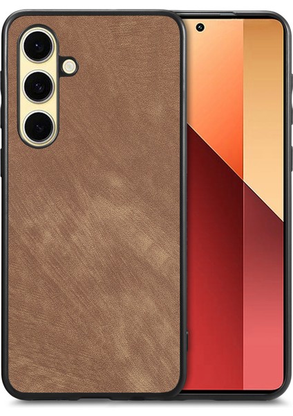 Samsung Galaxy S24 Kılıf Darbeye Dayanıklı Ince Retro Deri Telefon Arka Kapak-Kahverengi (Yurt Dışından)