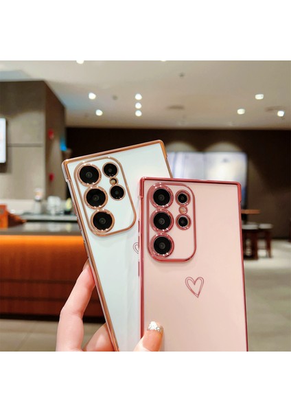 Samsung Galaxy S24 Ultra Kılıf Aşk Kalp Desenli Tpu Telefon Kapağı Galvanik Kenar-Fildişi Beyaz (Yurt Dışından) fiyatları