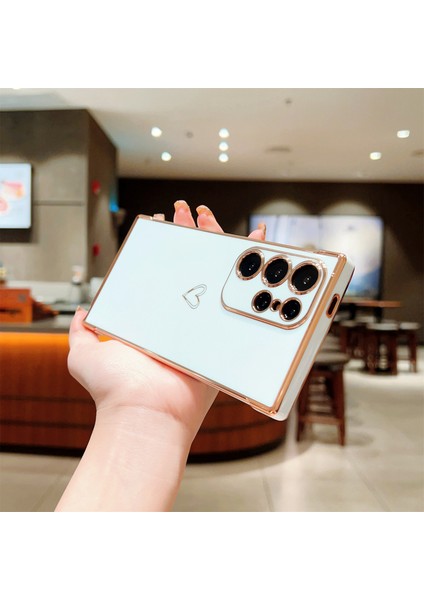 Samsung Galaxy S24 Ultra Kılıf Aşk Kalp Desenli Tpu Telefon Kapağı Galvanik Kenar-Fildişi Beyaz (Yurt Dışından) indirimleri