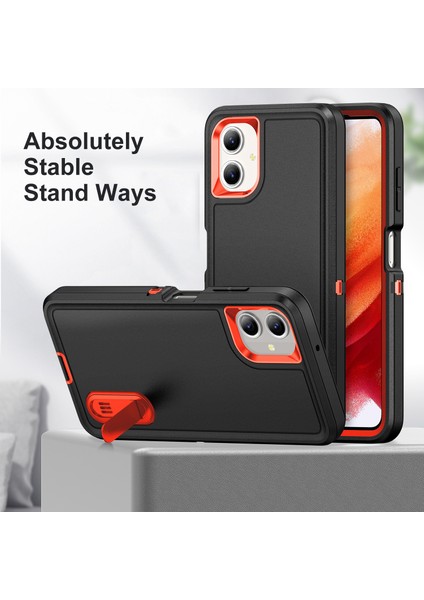 Samsung Galaxy A06 Kılıf Kickstand Telefon Kılıfı Pc+Silikon+Eva 3'ü 1 Arada Tasarım-Siyah+Turuncu (Yurt Dışından) fiyatları