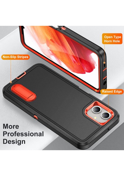 Samsung Galaxy A06 Kılıf Kickstand Telefon Kılıfı Pc+Silikon+Eva 3'ü 1 Arada Tasarım-Siyah+Turuncu (Yurt Dışından) fırsatları