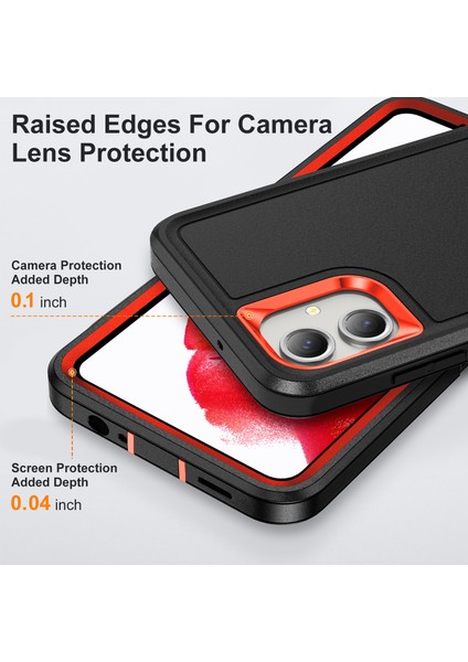 Samsung Galaxy A06 Kılıf Kickstand Telefon Kılıfı Pc+Silikon+Eva 3'ü 1 Arada Tasarım-Siyah+Turuncu (Yurt Dışından) indirimleri