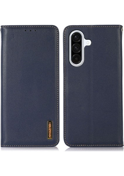 Khazneh Samsung Galaxy A56 5g Kılıf Hakiki Inek Deri Cüzdan Telefon Kapağı Nappa Doku-Mavi (Yurt Dışından)