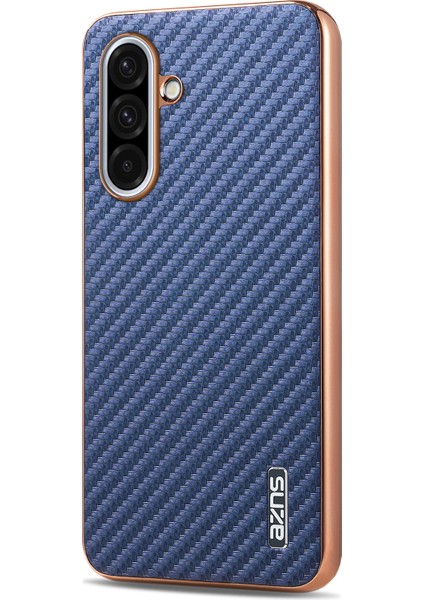 Samsung Galaxy A36 5g Kılıf Elektro Kaplama Karbon Fiber Doku Pu+Tpu Telefon Kapağı-Mavi (Yurt Dışından)