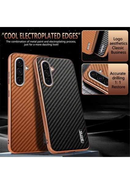 Samsung Galaxy A36 5g Kılıf Elektro Kaplama Karbon Fiber Doku Pu+Tpu Telefon Kapağı-Mavi (Yurt Dışından) modelleri
