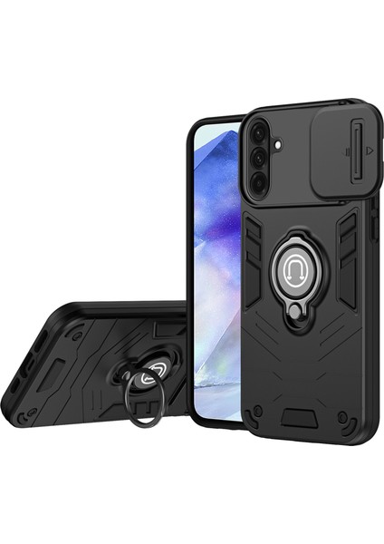 Samsung Galaxy A56 5g Kılıf Slide Camshield Kickstand Pc+Tpu Telefon Kapağı-Siyah (Yurt Dışından)