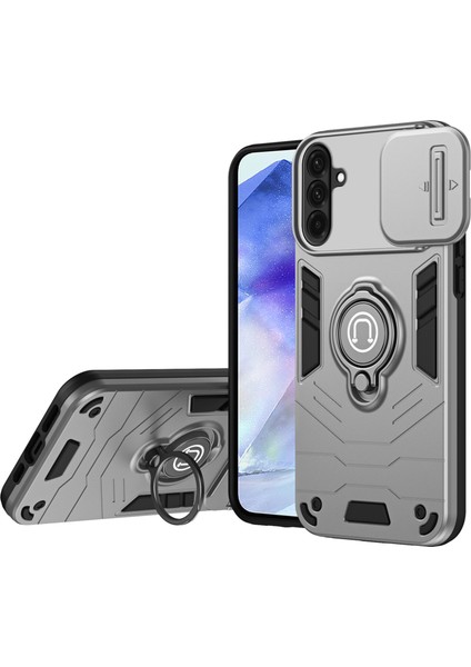 Samsung Galaxy A56 5g Kılıf Slide Camshield Kickstand Pc+Tpu Telefon Kapağı-Gri (Yurt Dışından)