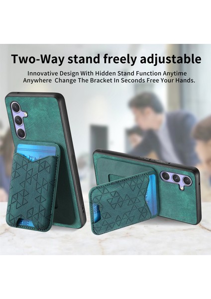 Samsung Galaxy A54 5g Kılıf Baskı Desenli Kartlık Kickstand Deri Arka Kapak-Yeşil (Yurt Dışından)