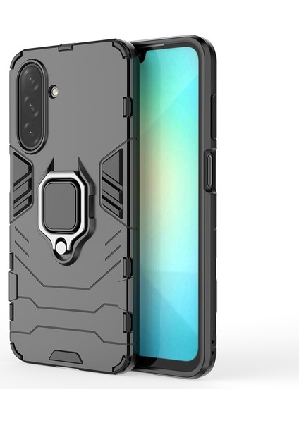 Samsung Galaxy A26 5g Kılıf Pc+Tpu Halkalı Koruyucu Telefon Kılıfı Kickstand-Siyah (Yurt Dışından)