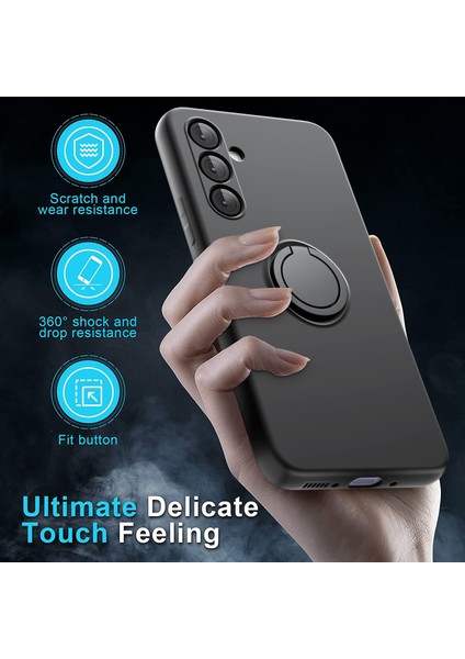 Samsung Galaxy A36 5g Kılıf Için Sıvı Silikon Kickstand Kapak 2.5d Ark Kenar Temperli Cam Film-Siyah (Yurt Dışından) modelleri