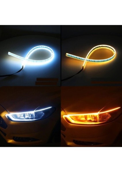 LED Gündüz Farı Kayar Sinyalli 60 cm Su Geçirmez Elastik Yapı ile Pratik Montaj