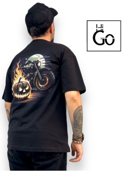 Motor Baskılı Oversize T-Shirt