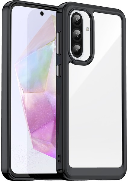 Samsung Galaxy A36 5g Kılıf Tpu+Akrilik Koruyucu Şeffaf Telefon Kapağı-Siyah (Yurt Dışından)