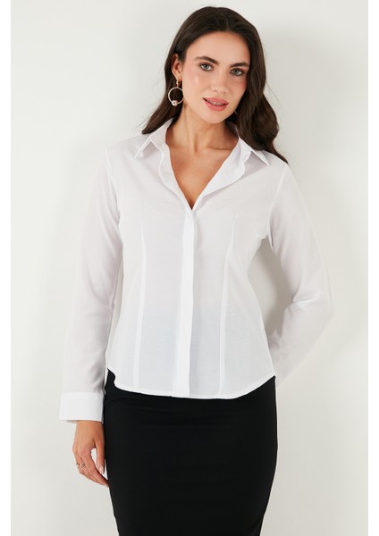 Pamuklu Slim Fit Klasik Yaka Gömlek Bayan Gömlek 6777423