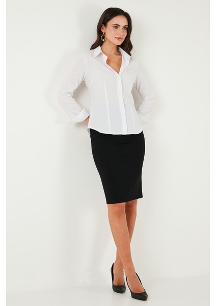 Pamuklu Slim Fit Klasik Yaka Gömlek Bayan Gömlek 6777423