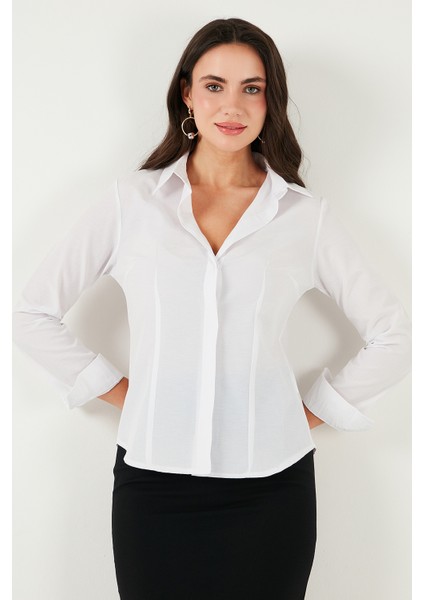 Pamuklu Slim Fit Klasik Yaka Gömlek Bayan Gömlek 6777423