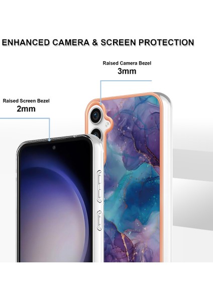 Samsung Galaxy S24 Fe Tpu Kılıf Mermer Desenli 2.0mm Galvanik Telefon Arka Kapak-Mor (Yurt Dışından) fırsatları