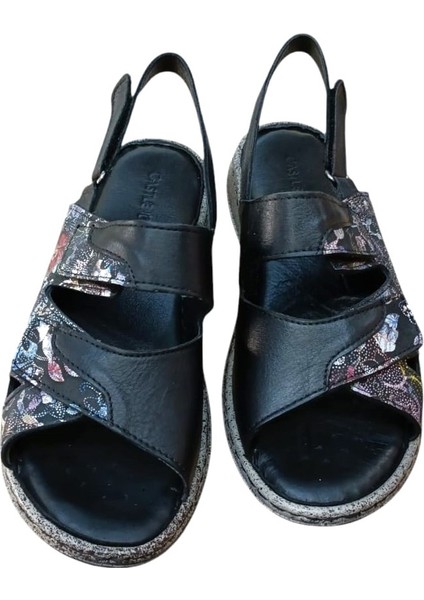 Castle Black 22383 Kadın Hakiki Deri Comfort Sandalet Siyah modelleri