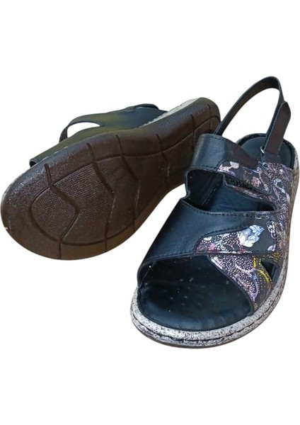 Castle Black 22383 Kadın Hakiki Deri Comfort Sandalet Siyah fırsatları
