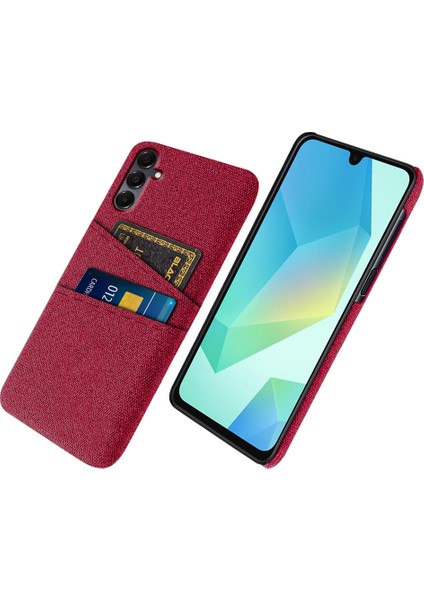 Samsung Galaxy A16 4g/5g Kılıf Bezi + Çift Kart Yuvalı Sert Pc Telefon Kapağı - Kırmızı (Yurt Dışından)