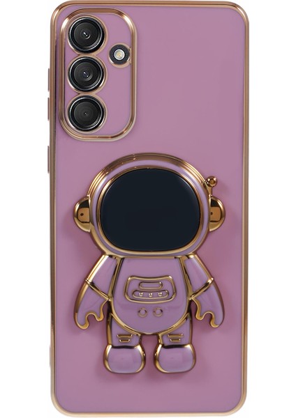 Samsung Galaxy A15 5g Kılıf Galvanik Yumuşak Tpu Telefon Kapağı Astronot Gizli Kickstand-Mor Için (Yurt Dışından)