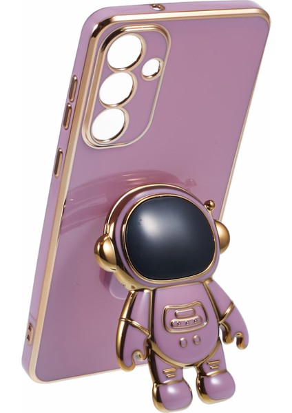 Samsung Galaxy A15 5g Kılıf Galvanik Yumuşak Tpu Telefon Kapağı Astronot Gizli Kickstand-Mor Için (Yurt Dışından) modelleri