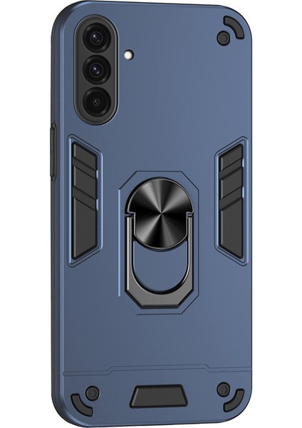 Samsung Galaxy A36 5g Kılıf Pc+Tpu Drop Defend Telefon Kapağı Halkalı Kickstand-Mavi (Yurt Dışından)