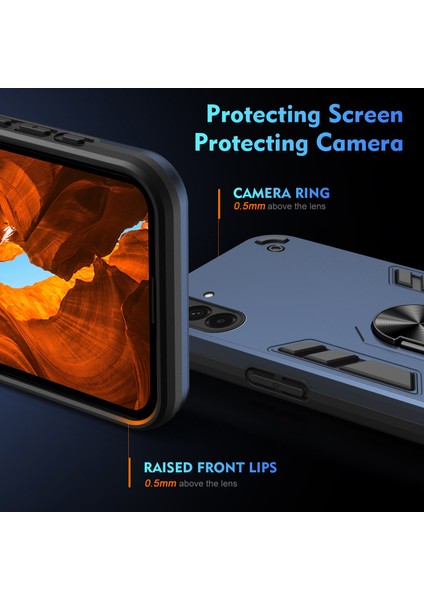 Samsung Galaxy A36 5g Kılıf Pc+Tpu Drop Defend Telefon Kapağı Halkalı Kickstand-Mavi (Yurt Dışından) fırsatları