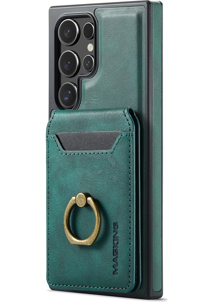 Magkıng K1 Serisi Samsung Galaxy S23 Ultra Manyetik Kılıf Pc+Tpu+Pu Telefon Kılıfı Kart Tutuculu-Yeşil (Yurt Dışından) fiyatları