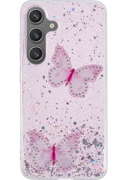 Samsung Galaxy S25+ Kılıf Epoksi Pvc Tpu Estetik Telefon Kapağı-Pembe (Yurt Dışından)