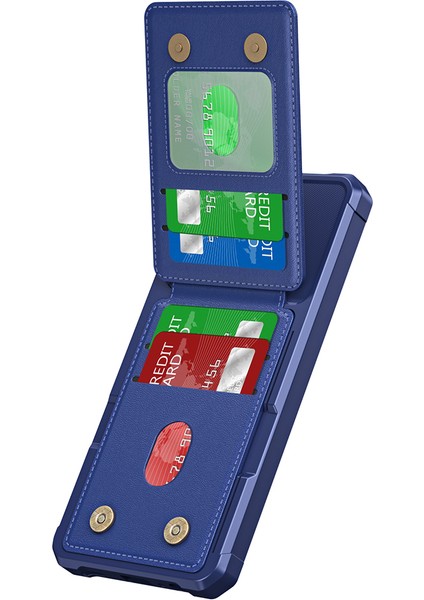 Samsung Galaxy S24 Fe Kılıf Kart Yuvası Kickstand Pu+Tpu Telefon Kapağı-Koyu Mavi (Yurt Dışından) modelleri