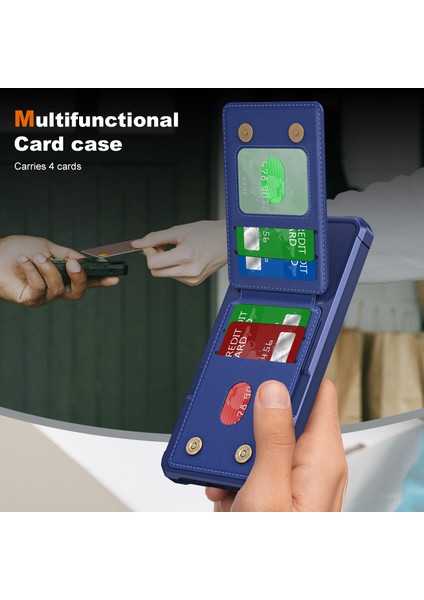 Samsung Galaxy S24 Fe Kılıf Kart Yuvası Kickstand Pu+Tpu Telefon Kapağı-Koyu Mavi (Yurt Dışından) fırsatları